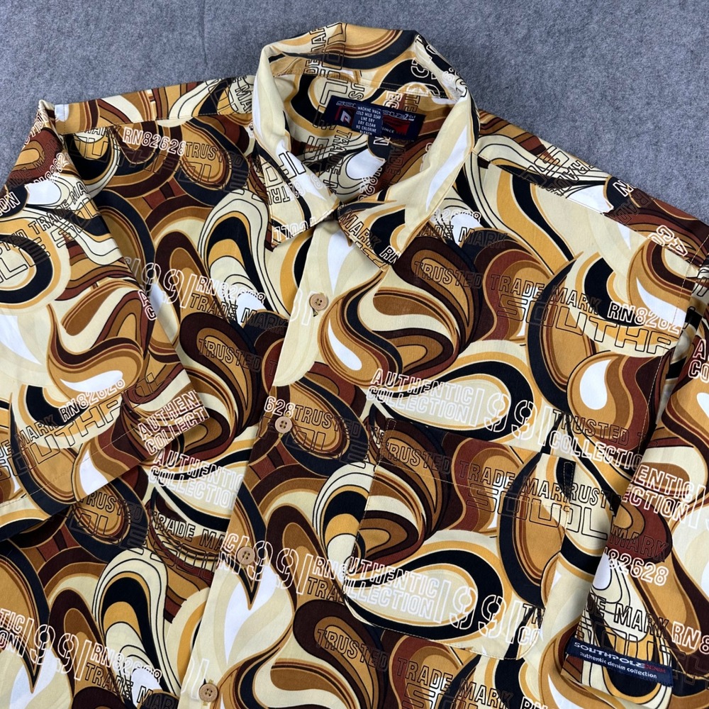 Vintage Southpole Men XL Button Up Shirt All Over Skate Hip Hop Gift Pinkman Y2K